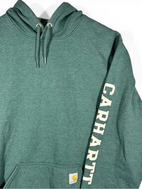 Carhartt Rain Defender Hoodie Mens XL Tall Green Pullover Fleece Sweatshirt Logo